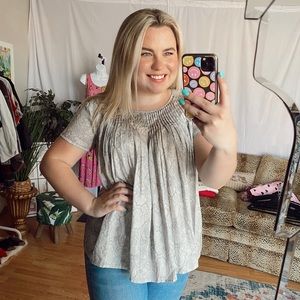 anthropologie dolan snake print short sleeve blouse